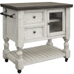 Kitchen Island 2 Drawer, 1 Glass Door - Stone finish