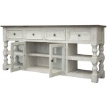 80" TV Stand w/ 4 Drawer & 2 Glass Doors