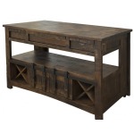 Mezcal Kitchen Island w/ 3 Drawers, 2 Doors & 8 Bottle Holder Shelves
