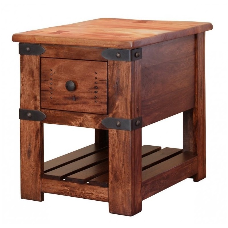 Parota Chair Side Table w/ 1 drawer by Artisan Home IFD866CST