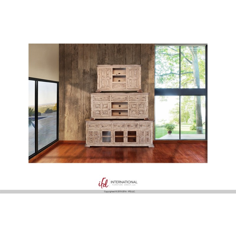 83 Tv Stand W 3 Glass Doors 2 Wooden Doors 5 Drawers By