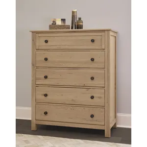 Custom Express-Clear Oak Chest 5 Drawer