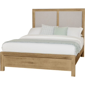 Custom Express-Clear Oak Upholstered Bed-Pebble - Queen