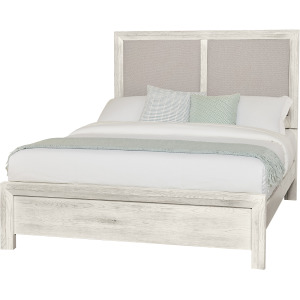 Custom Express-Weathered White Upholstered Footboard - Queen