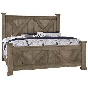 Cool Rustic King X Bed with X Footboard -Stone Grey