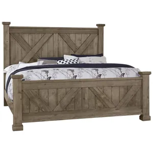 Cool Rustic King X Bed with X Footboard -Stone Grey