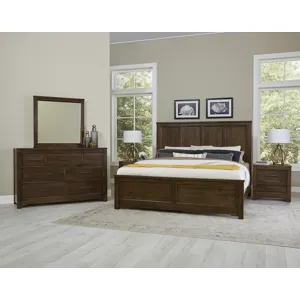 Crafted Cherry-Dark Six Panel Bed - California King