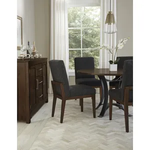 Crafted Cherry Dining-Dark Upholstered Side Chair Black Fabric