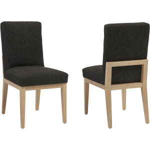 Crafted Cherry Dining-Bleached Upholstered Side Chair Black Fabric