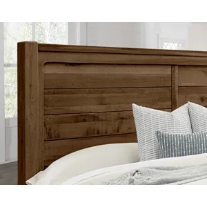 Cool Rustic-Amber Plank Bed With Footboard Storage - King