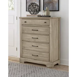 Cool Rustic-Clear Maple Chest 5 Drawer