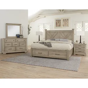 Cool Rustic-Clear Maple X Bed With Footboard Storage - Queen
