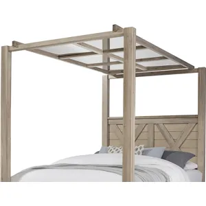Cool Rustic-Clear Maple Mirrored Canopy Bed - Queen