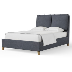 Pure Maple-Maple Syrup Navy Tweed Upholstered Headboard - Queen