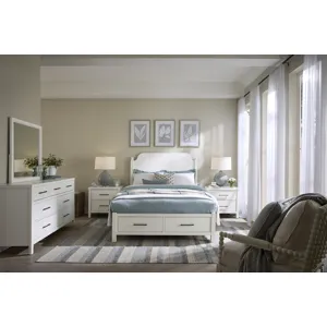 Pure Maple-Cottage White Poster Storage Bed - King