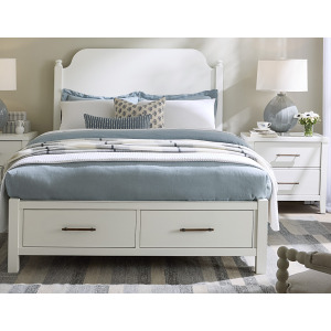 Pure Maple-Cottage White Poster Storage Bed - King