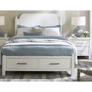 Pure Maple-Cottage White Poster Storage Bed - King