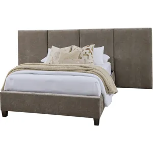 Joinery-Espresso Oak Brindle Grey Upholstered Headboard - Queen