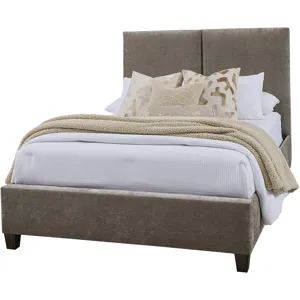 Joinery-Espresso Oak Brindle Grey Upholstered Headboard - Queen