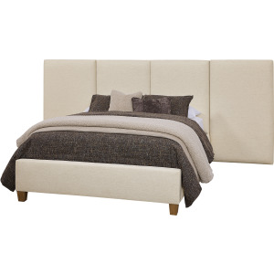 Joinery-Espresso Oak Upholstered Wall Bed-Ivory Cream - Queen
