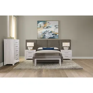 Joinery-Washed White Oak Upholstered Wallbed-Brindle Grey - Queen