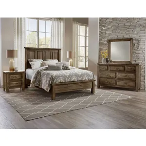 Maple Road-Maple Syrup Queen Mansion Bed With Low Profile Footboard