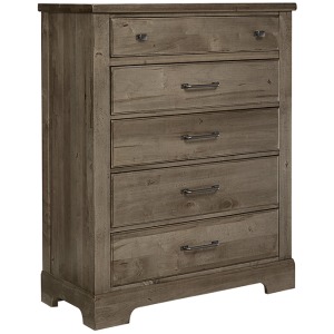 Cool Rustic 5 Drawer Chest - Stone Grey