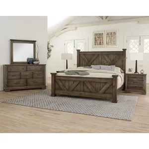 Cool Rustic King X Bed - Mink