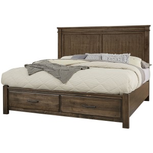 Cool Rustic King Mansion Bed with Footboard Storage