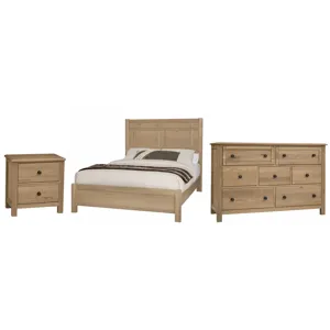 Custom Express-Clear Oak Architectural 3 PC Bedroom Set - Queen