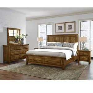 Maple Road-Antique Amish Queen Slat Poster Bed With Storage Footboard
