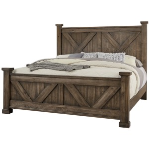 Cool Rustic King X Bed - Mink