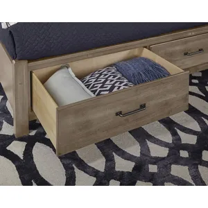 Cool Rustic Queen Mansion Bed with Footboard Storage -Stone Grey