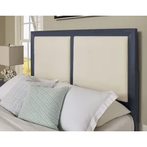 Custom Express-Indigo Upholstered Headboard w/Panels - Queen