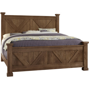 Cool Rustic Cal King X Bed w/ X Footboard -Amber