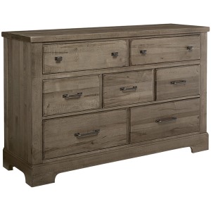 Cool Rustic 7 Drawer Dresser - Stone Grey