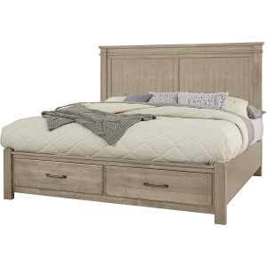 Cool Rustic-Clear Maple Mansion Bed With Footboard Storage - California King