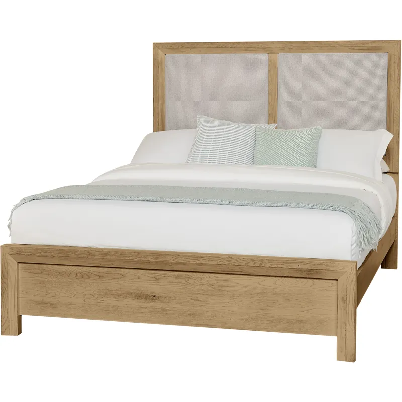 Custom Express-Clear Oak Upholstered Bed-Pebble - Queen