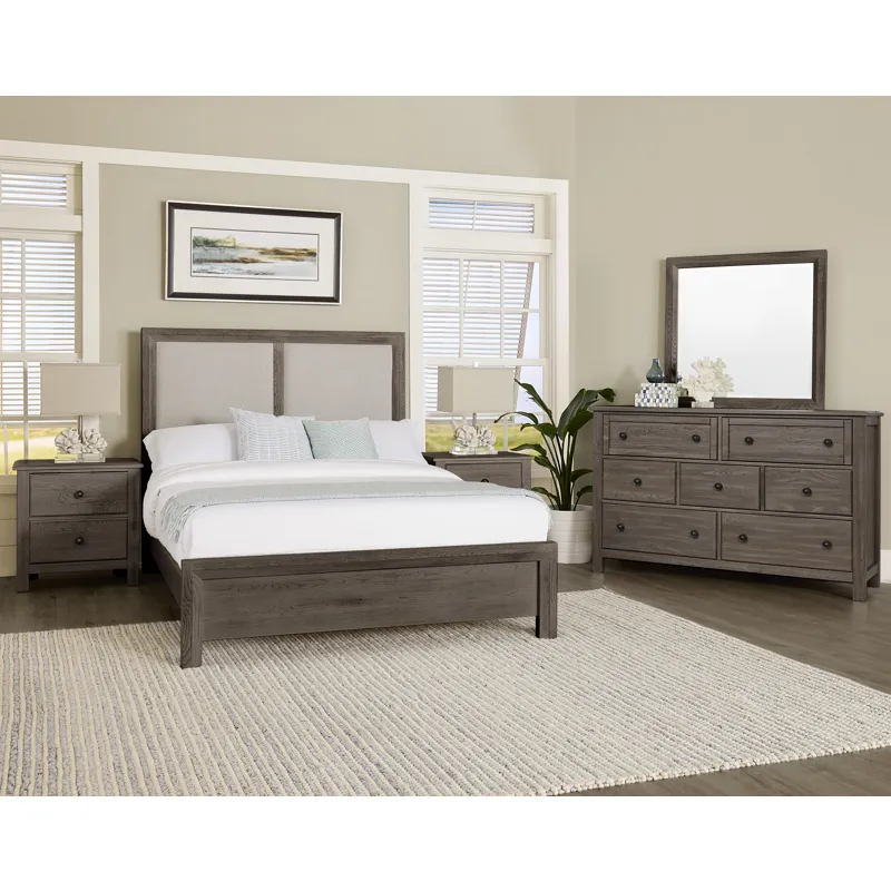 Custom Express-Driftwood Grey Upholstered Bed-Pebble - California King