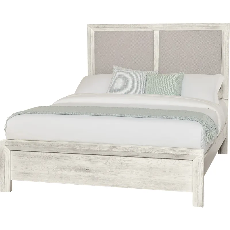 Custom Express-Weathered White Upholstered Footboard - Queen