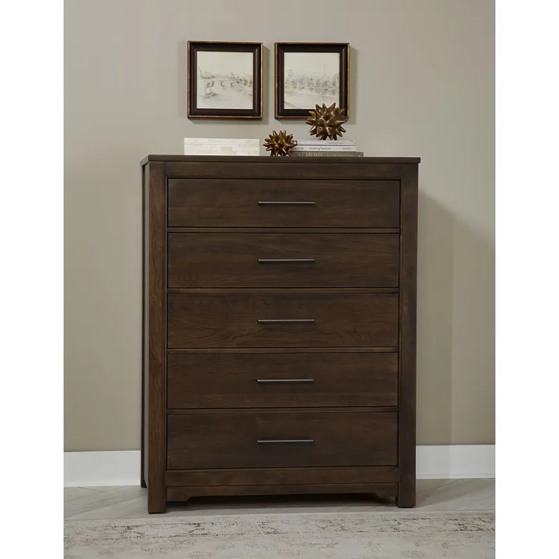 Crafted Cherry-Dark Chest 5 Drawer