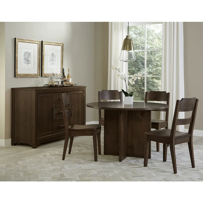 Crafted Cherry Dining-Dark Wooden Pedestal For 48" Top