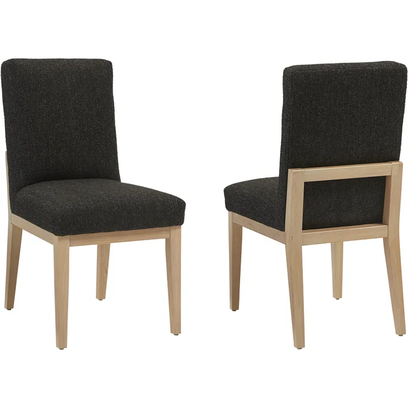 Crafted Cherry Dining-Bleached Upholstered Side Chair Black Fabric