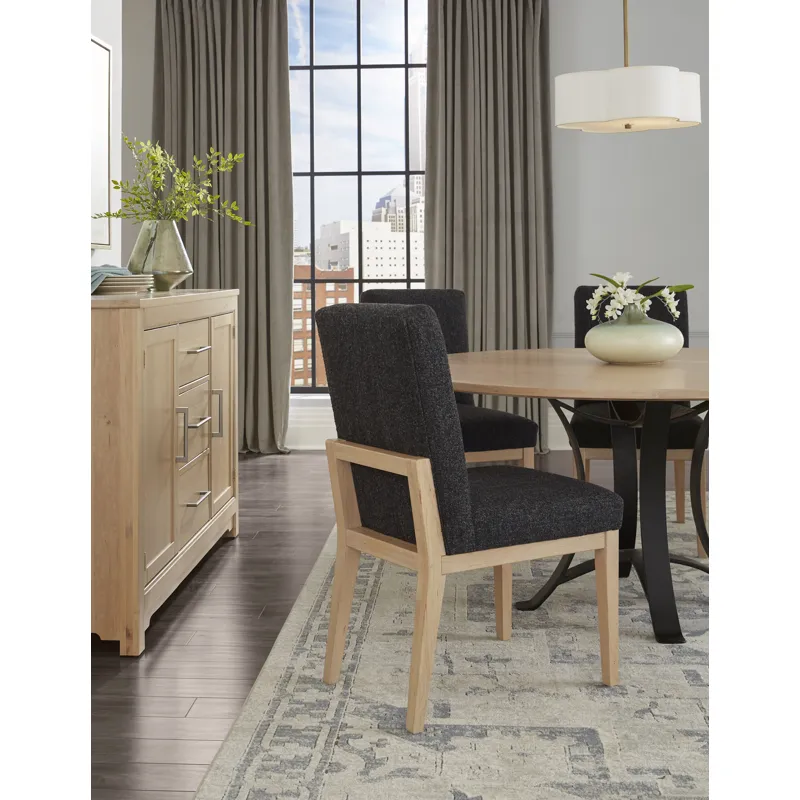 Crafted Cherry Dining-Bleached Upholstered Side Chair Black Fabric