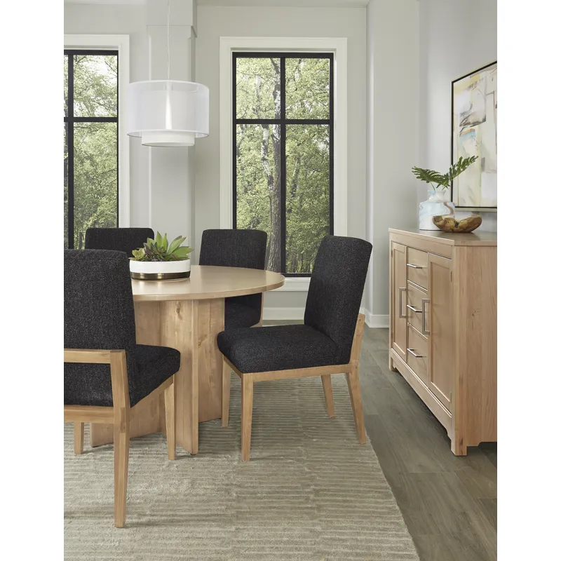 Crafted Cherry Dining-Bleached Upholstered Side Chair Black Fabric