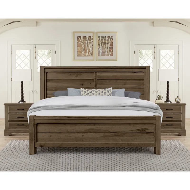 Cool Rustic-Mink Plank Bed - King