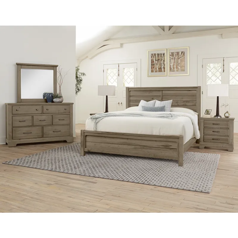 Cool Rustic-Stone Grey Plank Bed - California King