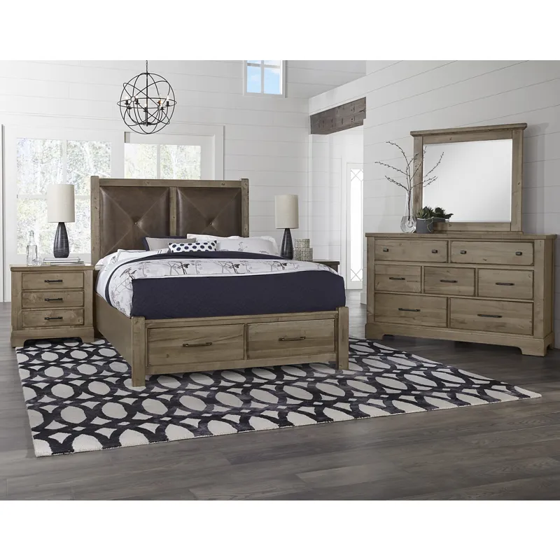 Cool Rustic-Stone Grey Storage Footboard 2 Drwr