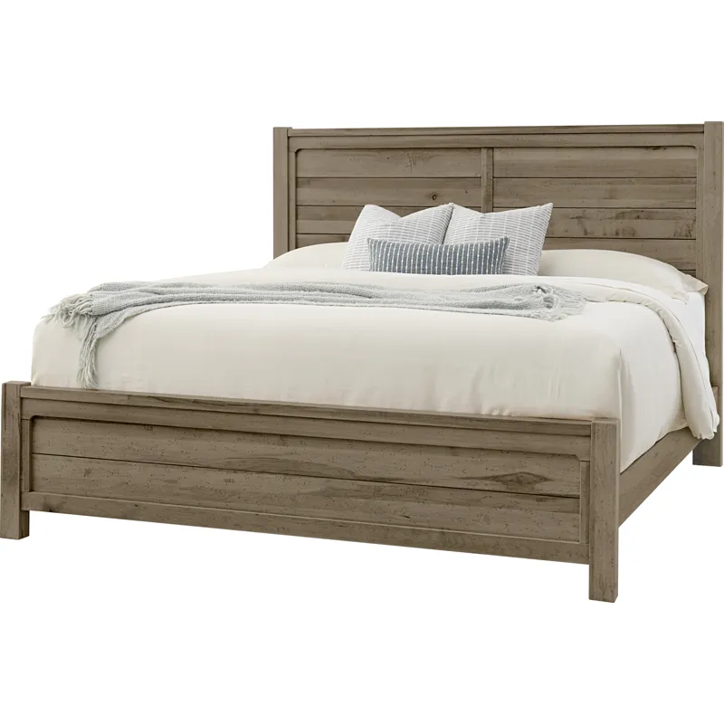 Cool Rustic-Stone Grey Plank Bed - California King