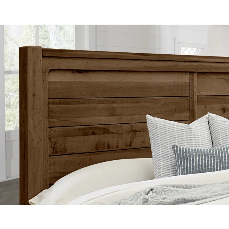 Cool Rustic-Amber Plank Bed With Footboard Storage - King
